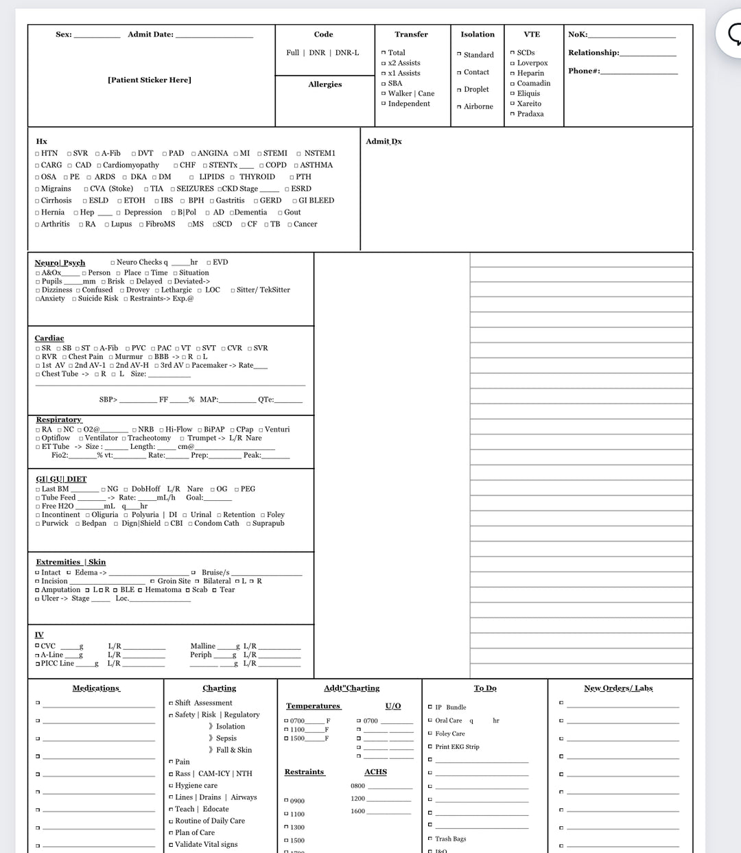 icu-nurse-report-sheets-the-nurse-store for Free Printable Icu Report Sheet ICU Nurse Report sheets – The Nurse Store for Free Printable Icu Report Sheet
